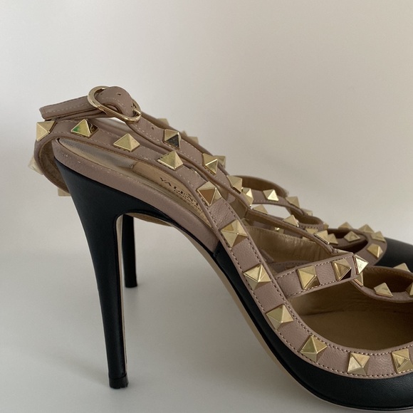 Valentino Rockstud Leather Sling Back Shoes Heels - Picture 10 of 15
